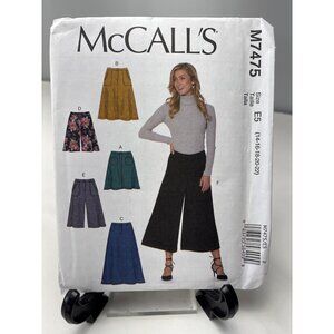 McCalls Sewing Pattern M7475 Skirt Short Culotte Size 14-16-18-20-22 Uncut